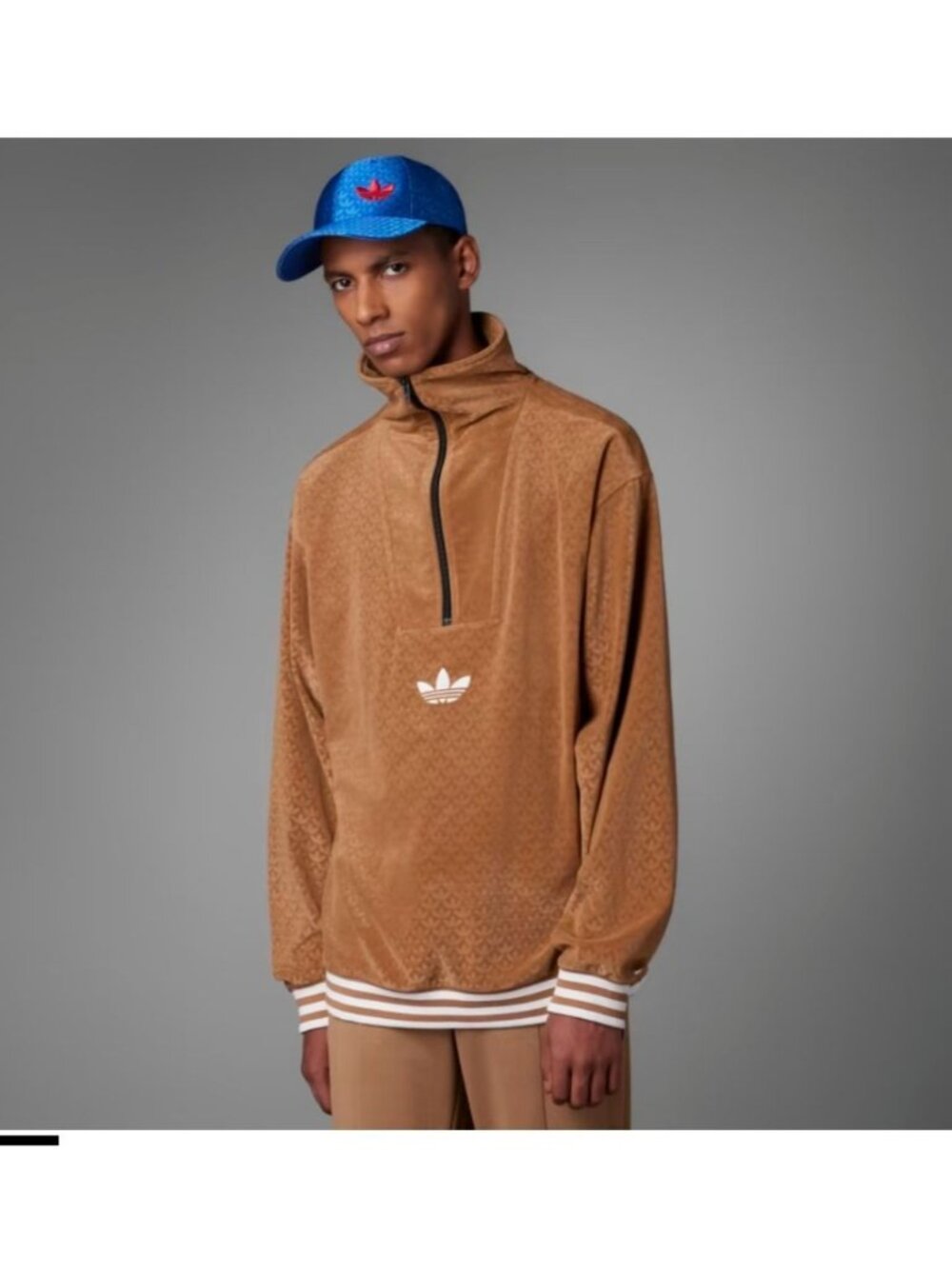 Adidas Originals Mens Tan Adicolor Heritage Velour Funnel Neck size Medium